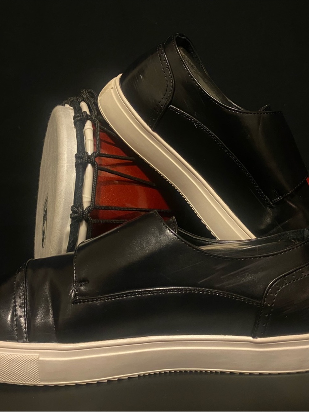 New York & Company Black Leather Double Monk-Style Slip-On Sneakers - Picture 7 of 11